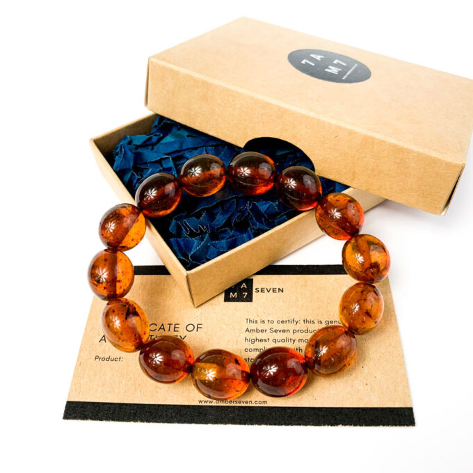 round cognac amber bracelet