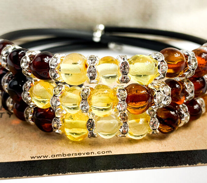 amber and leather bracelet