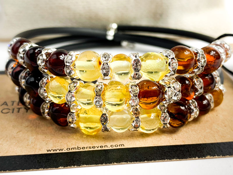 amber and leather bracelet