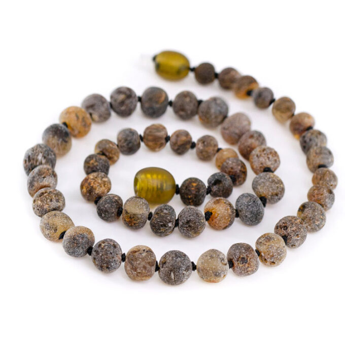 raw green amber baby necklace