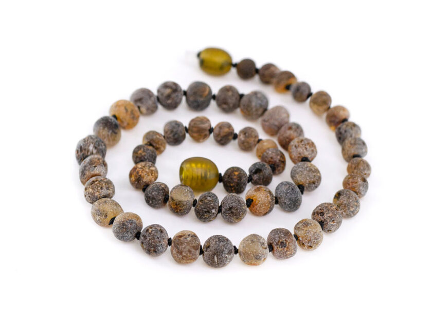 raw green amber baby necklace