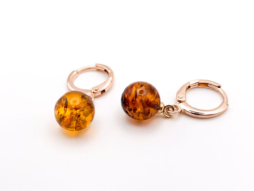 rose gold and amber surgical steel earrings
