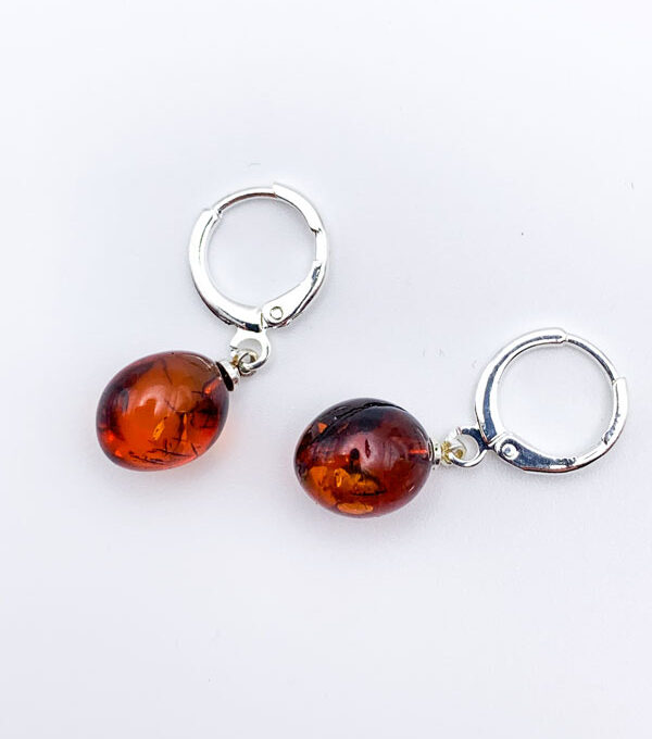 red baltic amber earrings