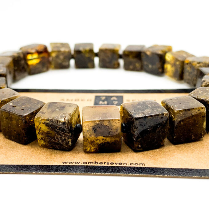 green amber cube bracelet