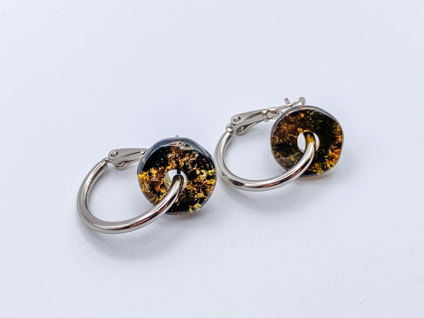 forest green amber earrings